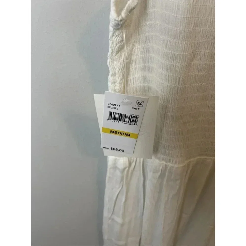Becca by Rebecca M Virtue Ponza Smocked Dress One Shoulder Midi White Swim Cover
